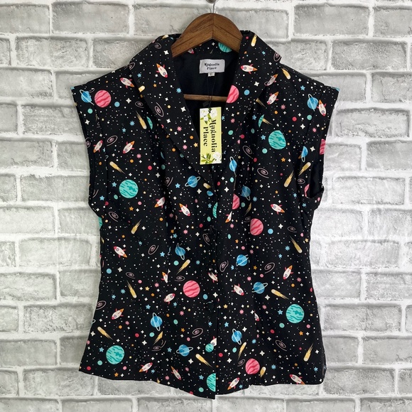 Magnolia Place Tops - Magnolia Place Outer Space All Over Print Vest Top Womens XL Lightweight Cotton